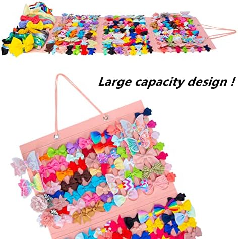 Hair Bow Holder Organizer for Girls, Hanging Bow Storage (Pink) - Image 3