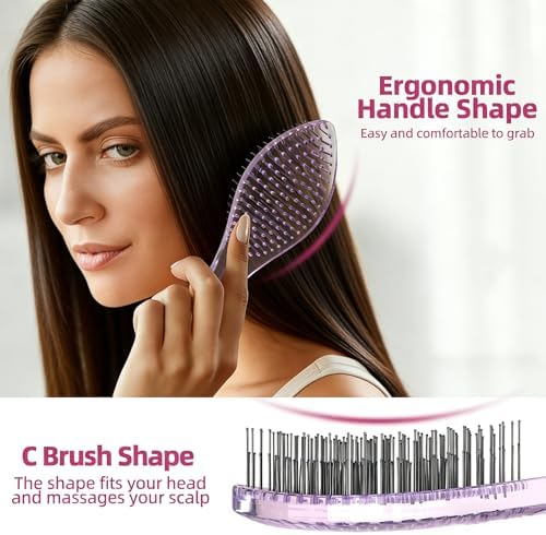Detangling Hair Brush for Wet & Dry Hair (Purple) - Image 3