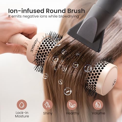 AIMIKE Round Brush for Blow Out, Extra Long Round Hair Brush - 2.1" Barrel - Image 4