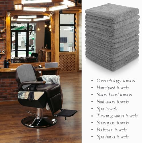 Shimeyao 48 Pack Salon Towels Bleach Proof Microfiber, Light Gray - Image 5