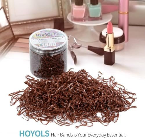 HOYOLS Brown Elastic Hair Ties, 1500 Pcs Mini Rubber Bands - Image 6