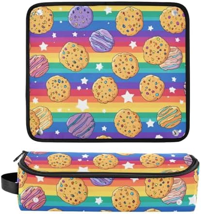 Hair Tools Travel Bag with Heat Resistant Mat Detachable 2-in-1 Curling Iron Travel Case Hot Tools Organizer for Straightener Flat Iron Rainbow Stripes Cookies Stars - Image 3
