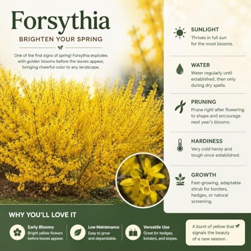 Forsythia Flowering Bush Live Plant in Pot, 6-10" Tall - Image 2