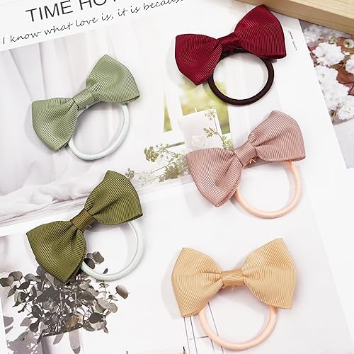 CÉLLOT Toddler Hair Accessories - 40pcs 2.75" Elastics Rubber Ribbon Bands, Bows for Baby Girls, Kids & Children, Pastel Colors - Image 3
