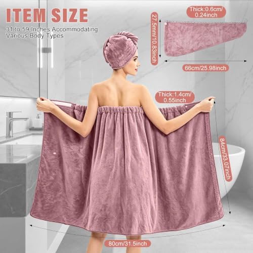 Absorbent Towel Wrap for Women Wearable Bath Towel Set with Hair Turban - Image 5