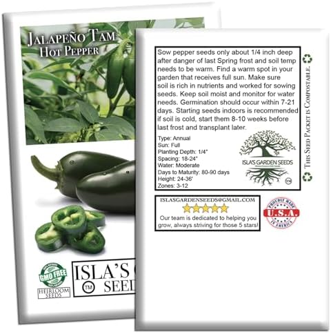 Jalapeño Tam Pepper Seeds (Capsicum annuum) – 50+ Non GMO & Heirloom Seeds by Isla’s Garden Seeds, Mild-Heat Jalapeños for Salsas, Stuffing & Fresh Cooking, Ideal Kitchen Garden Gift Idea - Image 7