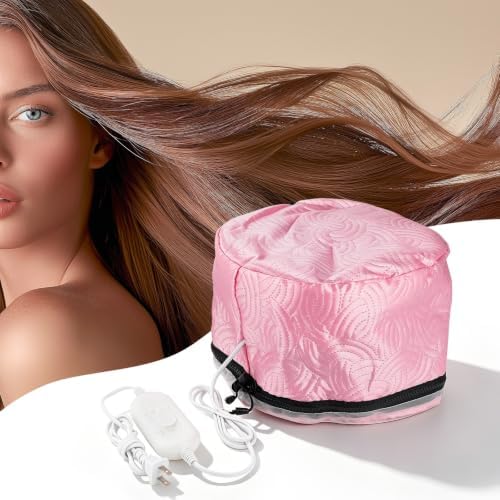 Electric Hair Steamer Cap with Temperature Control, Removable Thermal Hair Care Hat for Home Spa (Pink Type) by LIARTY