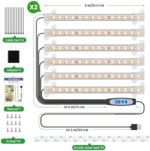 8in Grow Light Strip for Indoor Plants, Full Spectrum 6-Bar 2 Pack - Image 6
