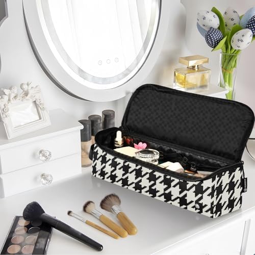 Classic Houndstooth Hair Tools Travel Bag Travel Organizer Pouch with Heat Resistant Mat Portable Carrying Case for Hair Dryer Flat Irons Curling Iron - Image 7