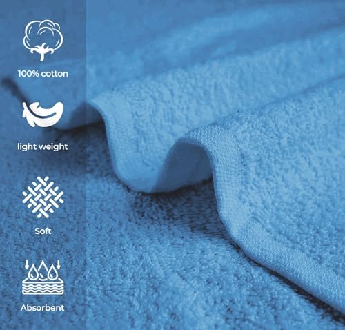Avalon Towels Salon Towel - Sky Blue Hand Towels Bulk Pack of 24 - 100% Cotton Absorbent Spa, Facial & Gym Towel for Working Out - 16x27 Inches (Not Bleach Proof) - Image 2