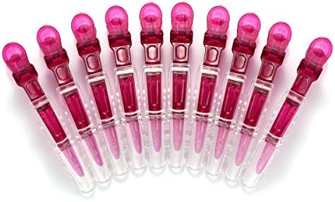 10pcs/set Croc Clips Transparent Plastic Hairdresser Clip Hair Styling Sectioning Barrettes Non Slip Alligator Clip Salon DIY Accessories for Women and Girls(10pcs-Rose Red) by Liasun