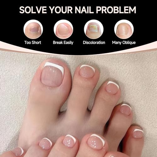 UNA GELLA Toe Nail Tips Square Full Cover 216Pcs Squoval Double Matte - Image 3