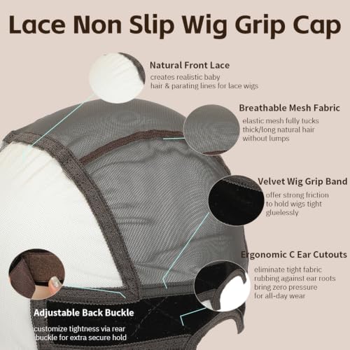 HD Lace Grip Cap Lace-MAX Adjustable Band Secure Glueless Wig Cap - Image 4