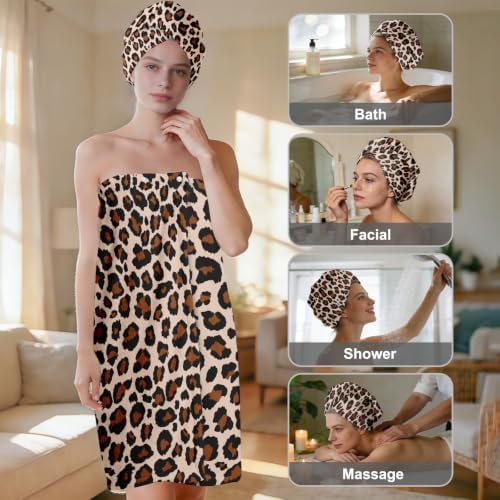 Absorbent Bath Towel Wrap Set (32 X 60 in), Cheetah Print - Image 5