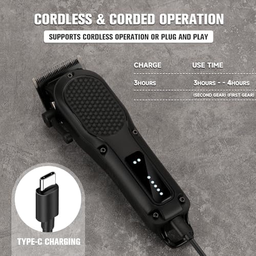 Men's Hair Clippers for Professional Hair Trimmer Cordless Rechargeable Powerful Beard Trimmer Hair Cutting Grooming Tool - Image 7