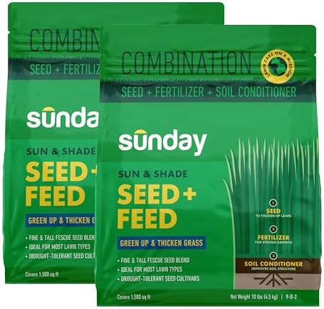 Sunday Sun & Shade Grass Seed + Lawn Fertilizer, 2-Pack by SundayYardandGarden