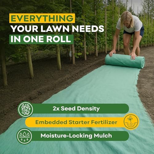 Petramax ReadyRoll Biodegradable Kentucky Grass Seed Mat for Southern Lawn (108 ft.) 3-in-1 Grass Seed Rolls w/Mulch & Fertilizer - Perennial Rye, Tall Fescue Blend - Heat Tolerant Lawn Repair Patch - Image 6
