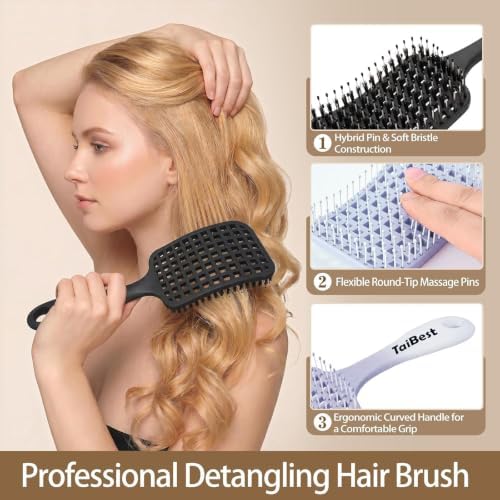 Boar Bristle Hair Brush Set – Wet/Dry Detangler for All Hair Types - Image 3
