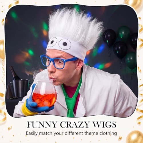 Crazy Wig Hairy Headband Hat, Eyes, White B - Image 3