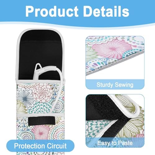 Shappy 2 Pcs Heat Resistant Curling Iron Flat Iron Travel Case,Mandala - Image 3