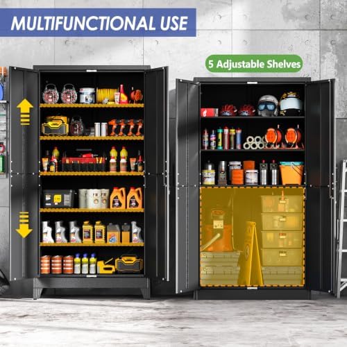 78.7 Metal Garage Storage Cabinet with Locking Doors - Image 4