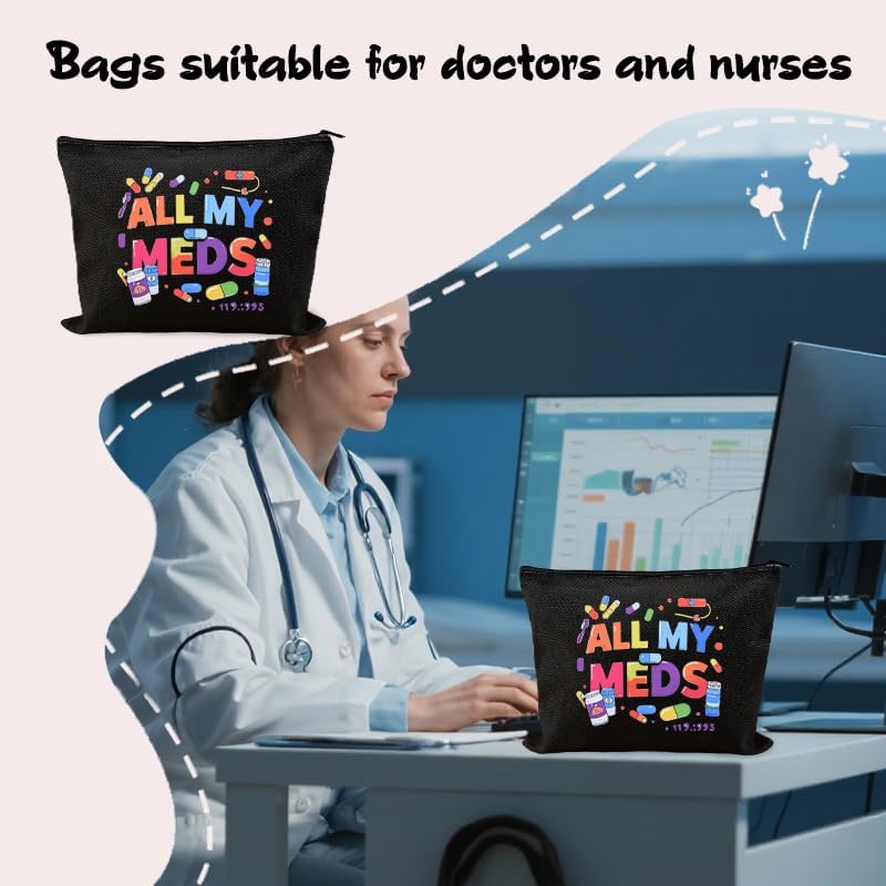 Zippered Pouch for Medical Supplies Daily Medicine Bag for Nurse Bag Essential Items Funny Medicine Pouch Pharmacist Pharmacy Toiletry Bags Canvas Practitioner Cosmetic Bags Patient Doctor Gift Ideas - Image 4