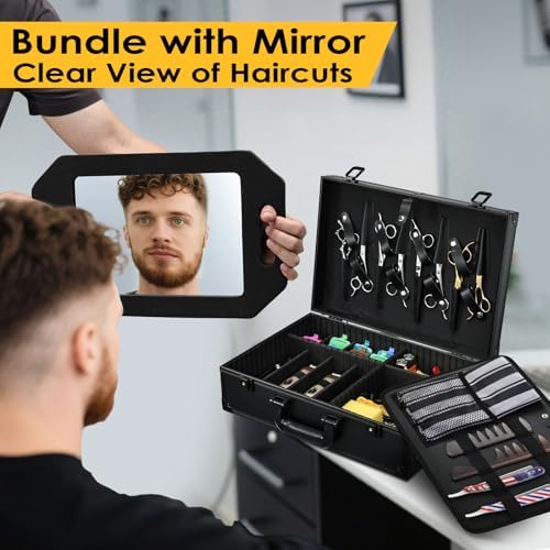 Yueieoun Barber Accessory Case with Mirror Barbers Briefcase Tool Case - Image 2