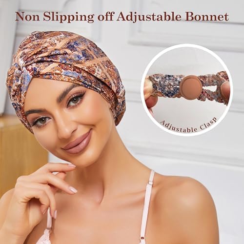 Bohemia Adjustable Silk Bonnet Satin Curly Hair Wrap for Sleeping Women - Image 3