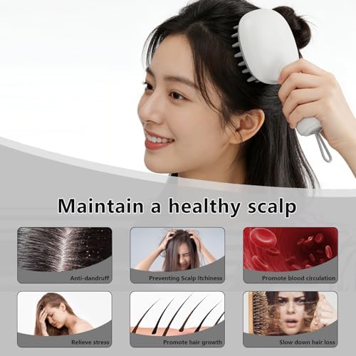 Scalp Massager with Long Handle Hair Growth, Soft Silicone Scalp Scrubber Shampoo Brush for Exfoliation, Dandruff Removal & Head Massage Stress Relax, Wet & Dry Use for Thick, Thin Hair Care - Image 7