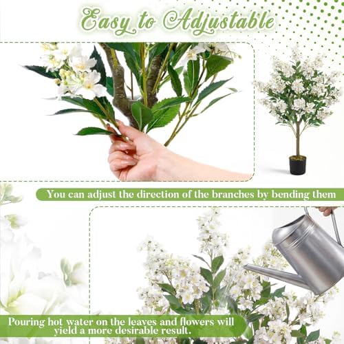 Thiccywoov 1 Pack 3.3 ft Artificial White Crape Myrtle Tree Plant - Image 4