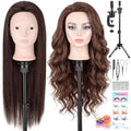 30" Human Hair Makeup Mannequin Head with Tripod Stand for Hair Styling by WtuhuMag-SafeCharger