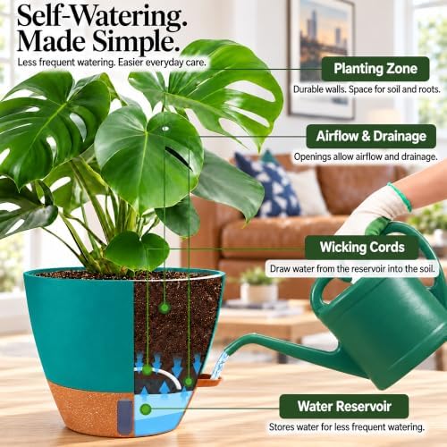 8/10/12 Inch Self Watering Pots for Indoor/Outdoor Plants - Image 3