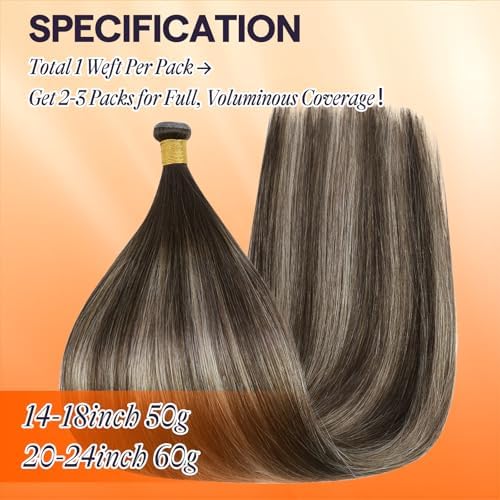 Full Shine Genius Weft Hair Extensions Human Hair 20 Inch 60g - Image 4