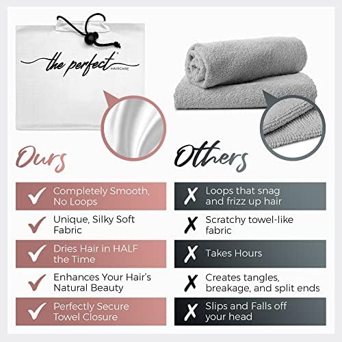 THE PERFECT HAIRCARE Microfiber Hair Plopping Towel Set – Super Absorbent Anti-Frizz Hair Drying Wrap + 2 Curl Scrunching Towels – Fast Drying, Lightweight Wrap for Women, Girls & All Hair Types - Image 2