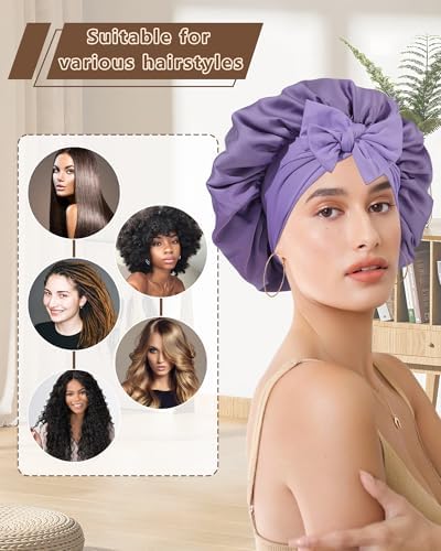 AWAYTR Satin Hair Bonnet for Sleeping, Adjustable Double Layer Sleep Cap - Image 5