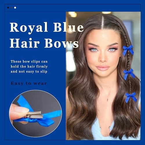 30PCS Small Hair Bows Satin Royal Blue Bow Hair Clips Cute Bowknot Hair Barrettes Y2K Hair Accessories for Women Girls - Image 3