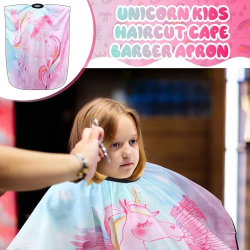 Ramede 2 Pcs Kids Haircut Capes, Unicorn Barber Capes for Girls, Waterproof Hair Cutting Aprons with Adjustable Snap Closure for Home Salon Haircut and Dyeing - Image 5