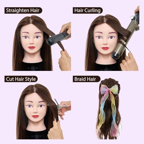 Mannequin Head with 80% Human Hair 28" Doll Head for Hair Styling#4 - Image 4
