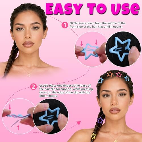 100PCS Colorful Star Hair Clips,1.18Inch Y2K Star Hair Accessories Barrette - Image 5
