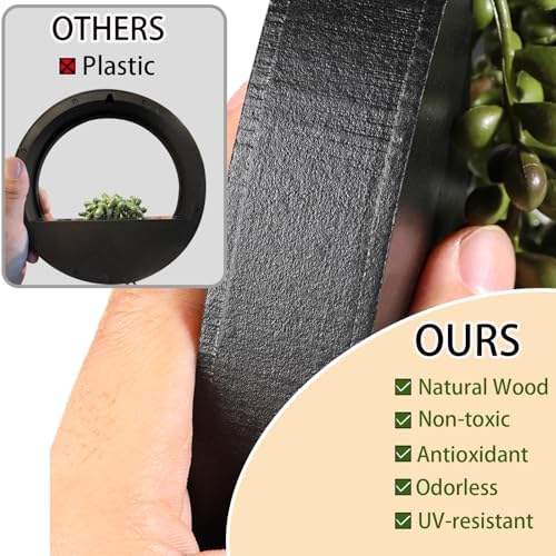Floweroyal 2pcs Artificial Succulents Hanging Plants 12.2'' Fake String of Pearls in Pot with 8.3'' Lanyard for Indoor Outdoor Wall Decor (Black). - Image 2