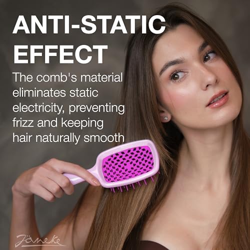 Janeke Superbrush Detangling Brush for Soft Smoothing Hair Brushing with Anti-Static Bristles - Vented Wet Hair Brush for Blow Drying Use - Perfect for Curly, Thick, Wavy, Fine Hair Types (Lilac-Fux) - Image 5
