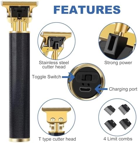YOGINGO Professional Hair Trimmer for Men, Beard Trimmer Hair Clippers for Men, Cordless Rechargeable Hair Trimmer Metal Body Cutting Grooming Kit,Beard Shaver Barbershop - Image 2