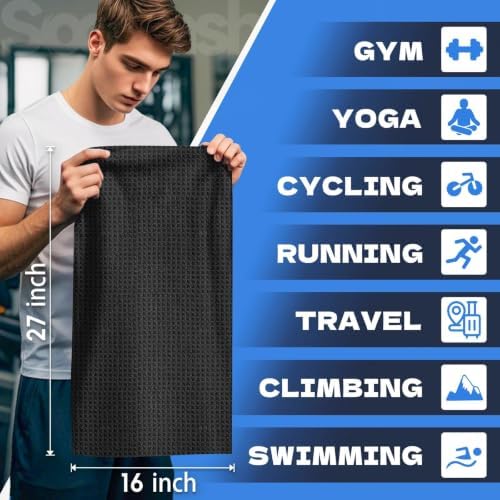 Microfiber Gym Towels for Showering Working Out Quick Dry Negative ions Large Middle Small Sizes Lightweight Gym Towel for Men Women Tennis Sports Towels for Body Hot Yoga Fitness Essentials - Image 2