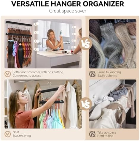 2 Pack Hair Extension Holder & Hanger – Braiding Rack Stackable Hair Extension Storage Rack for Styling, Rotatable Wig Organizer Stand for Wigs, Hairpieces, Clip/Tape Ins and Accessories - Image 6