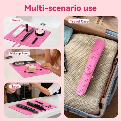 Large Silicone Heat Resistant Mat for Hair Tools with Heart Design, 15"x12" - Image 6