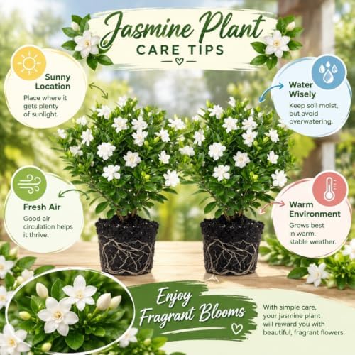 2 Frostproof Jasmine Live Plants, Fragrant Flowering Shrubs, 4-6" Tall - Image 2