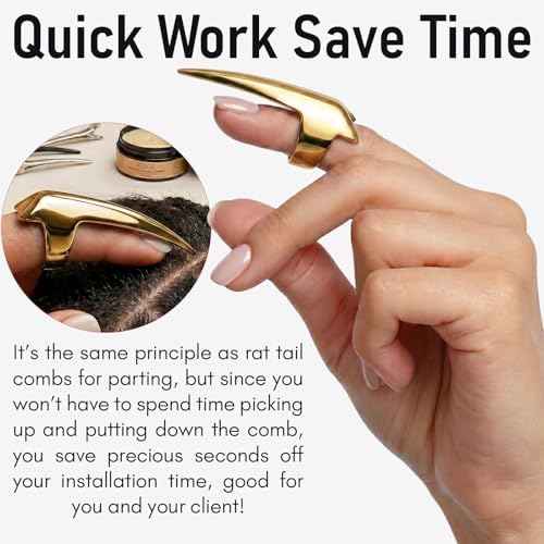 My Hair Tools Hair Parting & Sectioning Ring – Stainless Steel Finger Braiding Pick Tool for Dreadlocks, Wigs, Weaves, Hair Extensions – Quick Install Styling Tool for Salon & Home Use (Gold) - Image 7