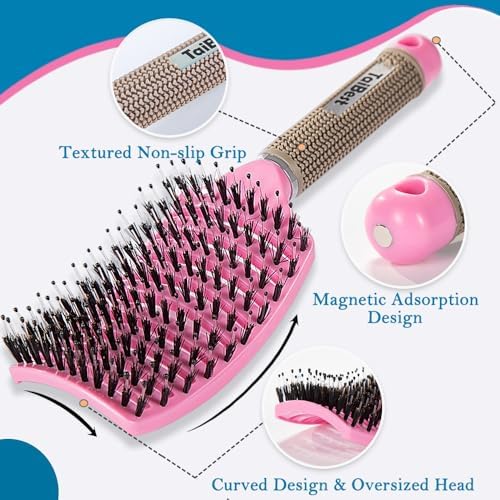 Boar Bristle Hair Brush Set – Wet/Dry Detangler for All Hair Types - Image 3