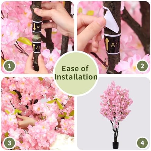 5.9ft Tall Pink Artificial Cherry Blossom Tree - Image 6