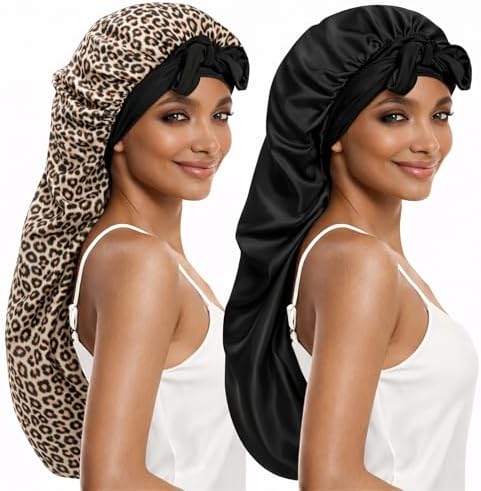 DEMAZALO Silk Long Bonnet for Braids & Curly Hair, Silk Satin Bonnet for Sleeping, Extra Large Bonnets for Women Braid by Demazalodirect